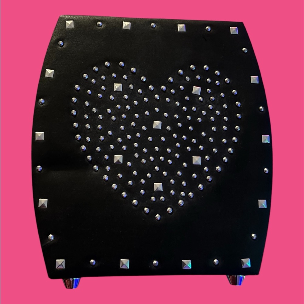 Black/Silver Studded Heart Cosmetic Carrier/Case